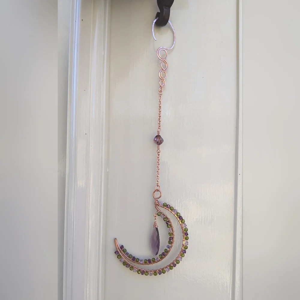 Window Prism Sparkly Copper Moon Ornament Swarovski Crystal Accents - Picture 5 of 14